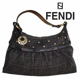 AUTHENTIC VINTAGE FENDI Zucca Chef Large Hobo - Black Handle & Trim